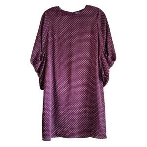VINCE CAMUTO Women's 2 2P Petite Trinket Dress Wine Shift Ruched Sleeve Bust 34"